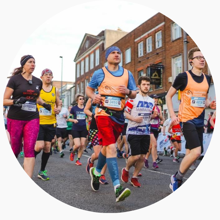 A group of runners during a marathon